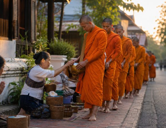 Ceremonia de limosnas en Luang Prabang: cómo vivirla con respeto