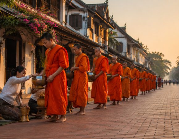 Ceremonia de limosnas en Luang Prabang: guía práctica 2026