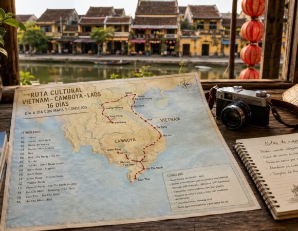Ruta cultural Vietnam Camboya Laos en 16 días – día a día con mapa y consejos